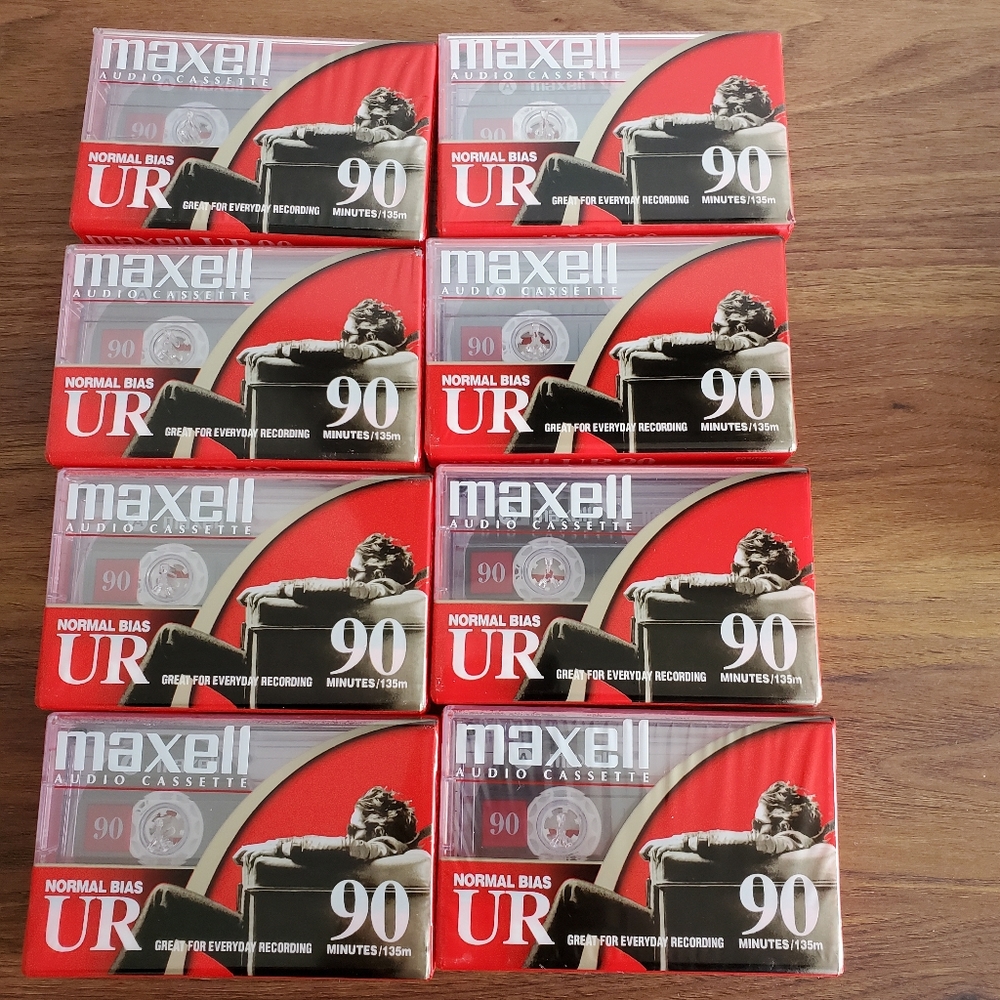 Vintage Maxell UR 90 blank Cassettes Normal BIAS, lot of 8 sealed NWOT